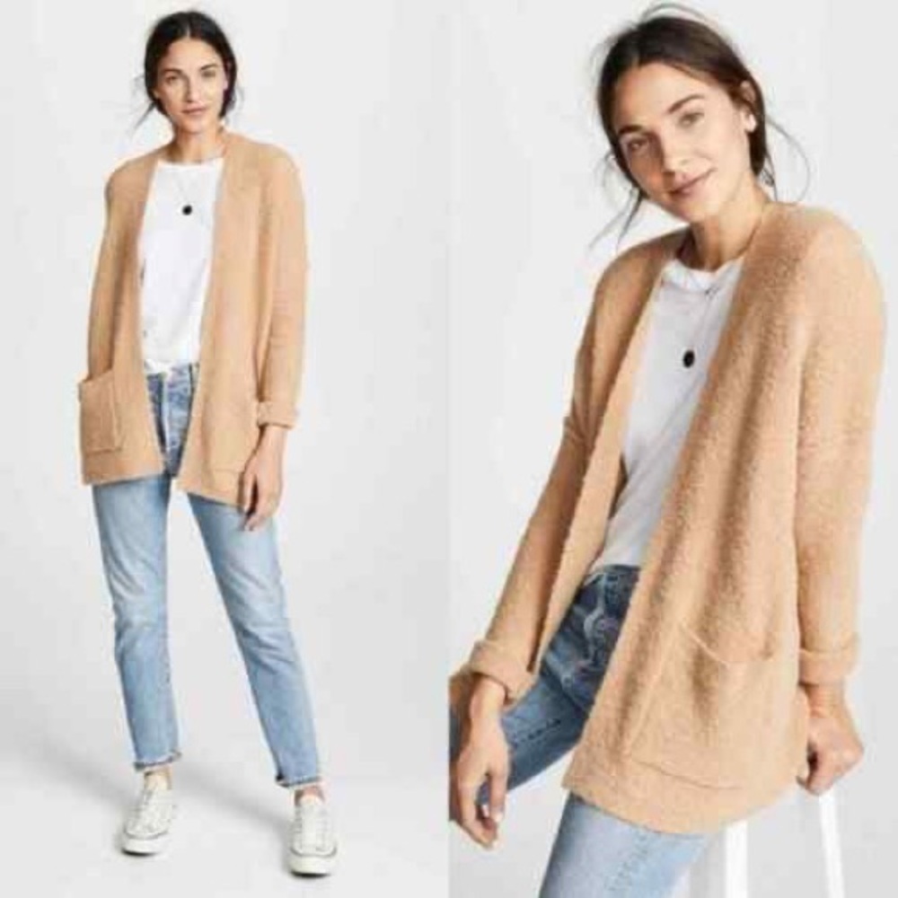 FREE PEOPLE Phantom Cardigan Sweater Wool Mohair OB821961 Tan M